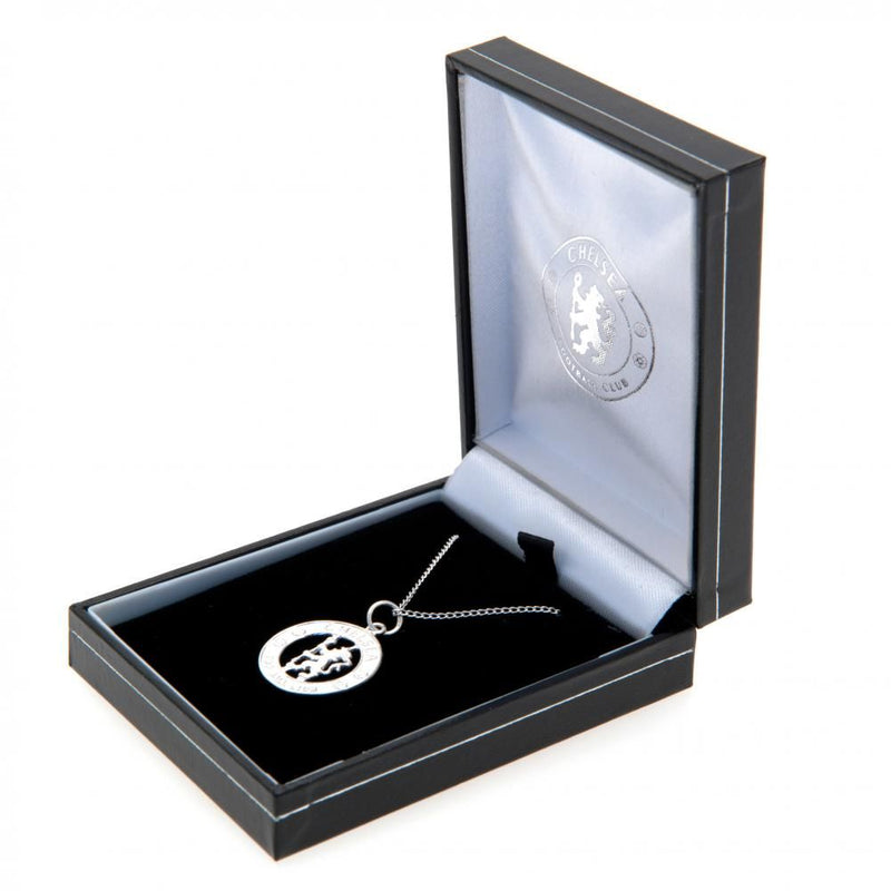 Chelsea FC Sterling Silver Pendant & Chain, side angle