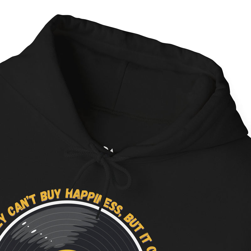 'Money Can't Buy Happiness, But It Can Buy Vinyl' Men's Hoodie, rear view