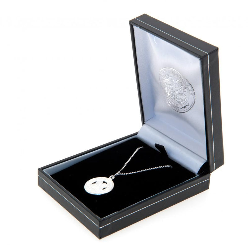 Celtic FC Sterling Silver Pendant & Chain, side angle