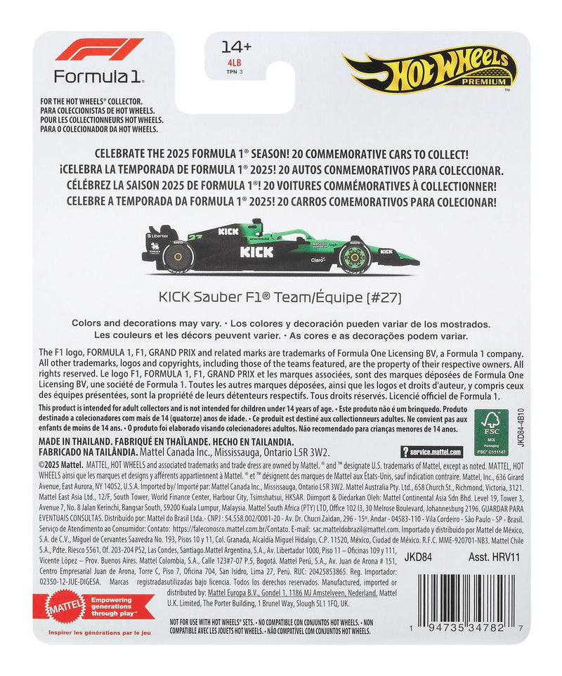 Hot Wheels Premium F1: Sauber Nico Hulkenberg - Image