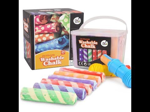 Washable Sidewalk 24 Colours Chalk With 2 Holders - Image