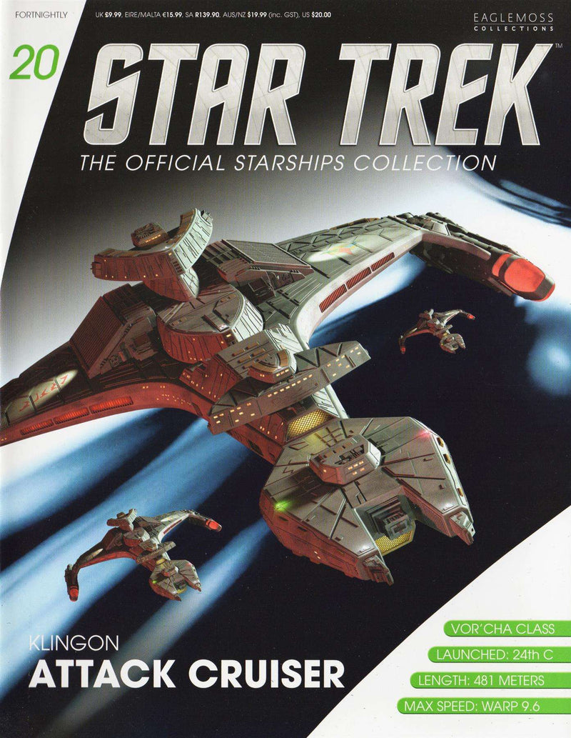 Klingon Attack Cruiser (Vor'cha-class) Model Diecast Ship (Eaglemoss / Star Trek), in display