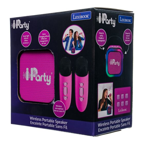 Pink Portable Karaoke Speaker & 2 Microphones