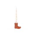 Brown Cowboy Boot Candle Holder with Taper Candle