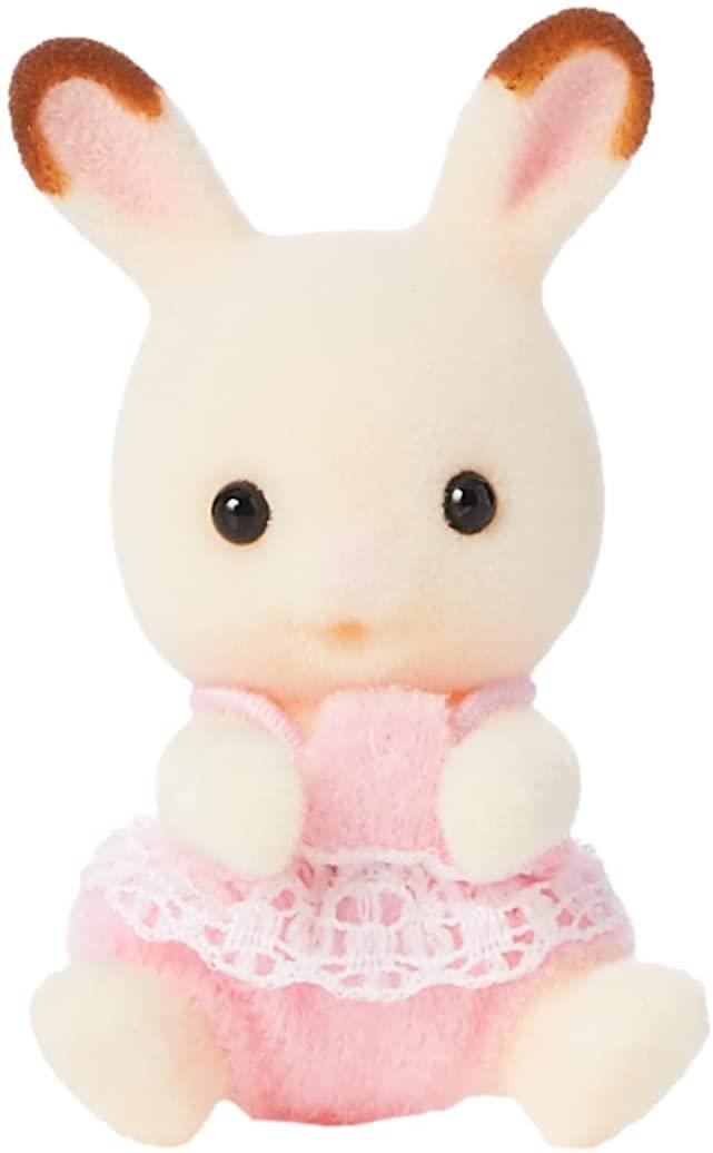 Sylvanian Families Chocolate Rabbit Twins Toy Playset for Age 3 and Up, close-up detail