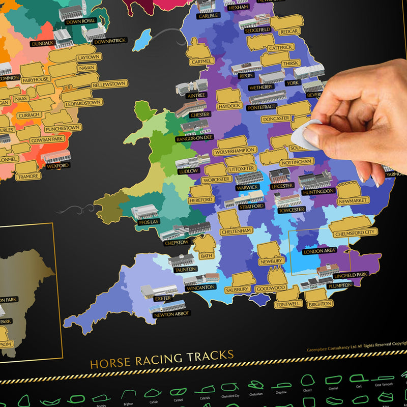 British Isles Horse Racing Map, alternate view
