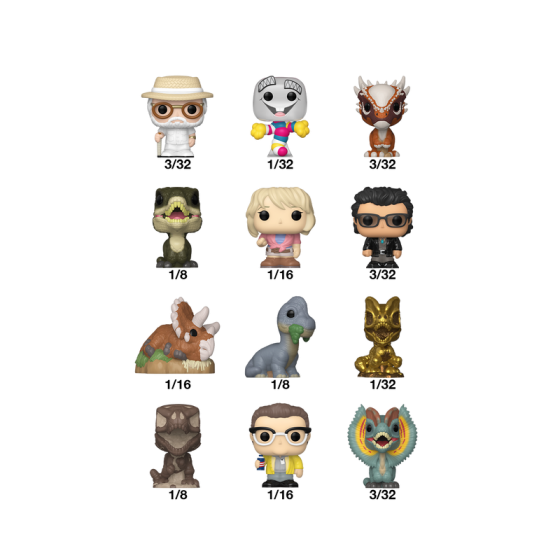 Jurassic Park 32 Pieces in PDQ Funko Bitty Pop! Singles Vinyl Figures