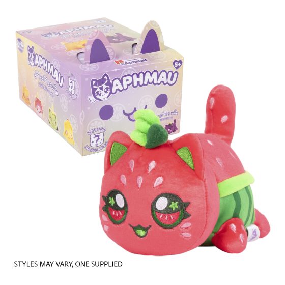 Aphmau Meemeows Mystery Plush Fruits CDU, side angle