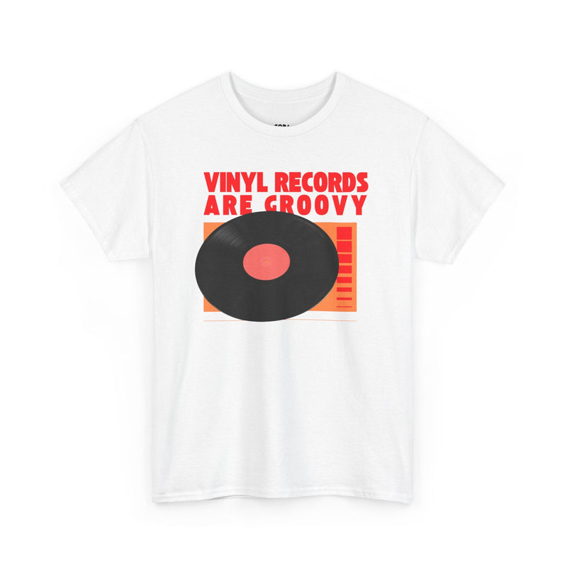 'Vinyl Records Are Groovy' Bold T-Shirt, packaging shot