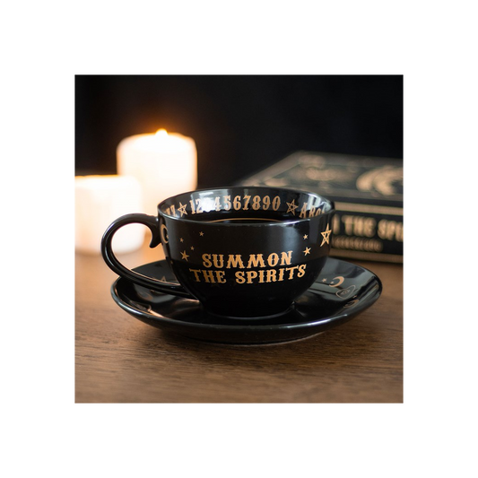 Black Talking Board Teacup and Saucer