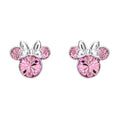 Disney Minnie Mouse Silver Plated Pink Crystal Stud Earrings, alternate view