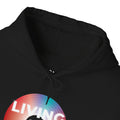 'Living at 33rpm' Men's Hoodie, showing reverse