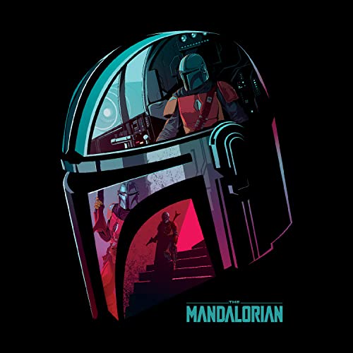 Star Wars The Mandalorian Helmet Reflect T-Shirt, close-up detail