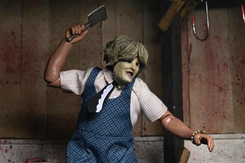 Texas Chainsaw Massacre Leatherface (Old Lady Mask) 8" Clothed Action Figure close up detail