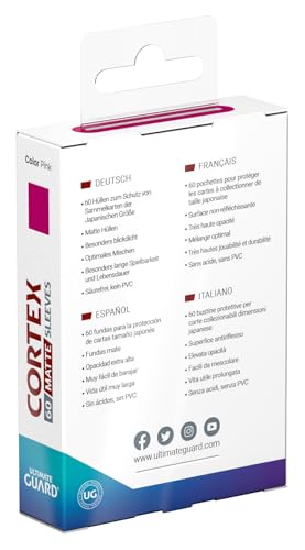 Ultimate Guard Cortex Sleeves Matte Pink Japanese Size 60, size reference