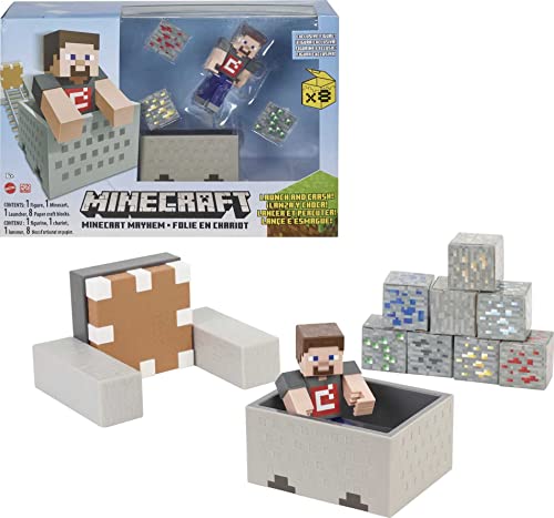 Minecraft Minecart Mayhem playset with Steve figure