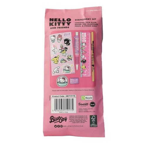 Hello Kitty 6pc Stationery Set, close-up detail