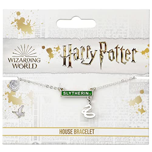 Harry Potter Silver Plated Bar Bracelet Slytherin, close-up detail