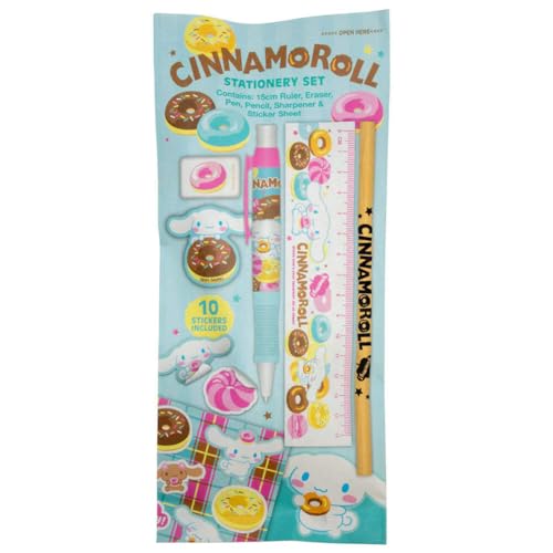 Cinnamoroll 6pc Stationery Set, close-up detail