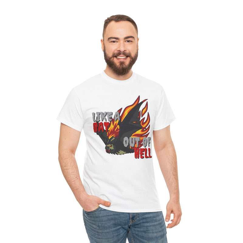 'Like a Bat Out of Hell' Men's T-Shirt, showing reverse
