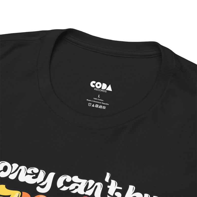 'Money can't buy happiness' Men's Vinyl T-Shirt, rear view