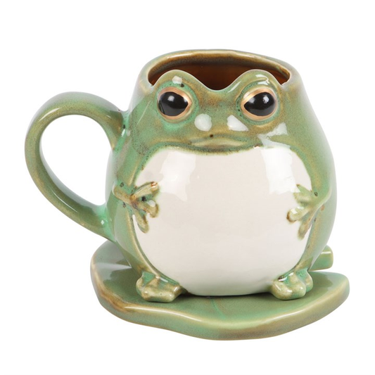 Frog Shaped Mug and Lily Pad Saucer, alternate view