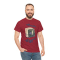'Crate Digger' Vinyl Records Men's T-Shirt, close-up detail