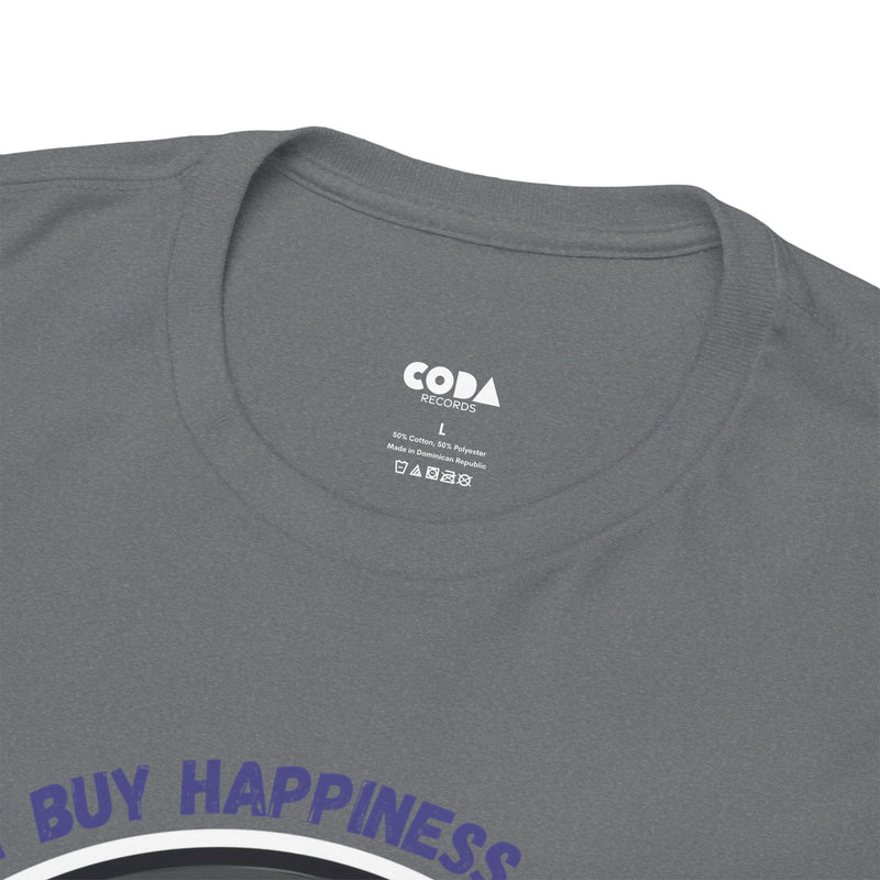'Money Can't Buy Happiness, But It Can Buy Vinyl' Men's T-Shirt, close-up detail