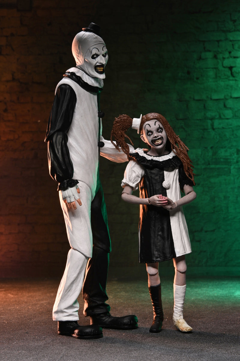 Terrifier 2 Art the Clown and Little Pale Girl Ultimate 7" Scale 2-Pack packaging view