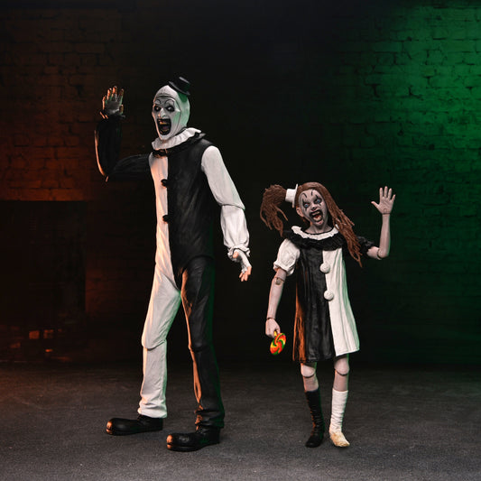 Terrifier 2 Art the Clown and Little Pale Girl Ultimate 7" Scale 2-Pack