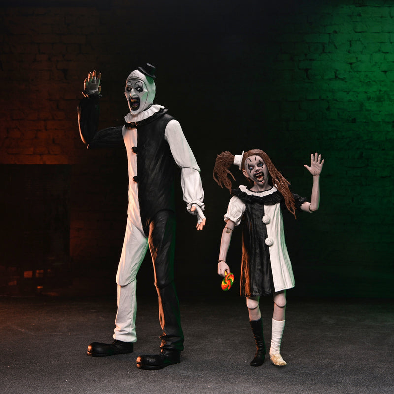 Terrifier 2 Art the Clown and Little Pale Girl Ultimate 7" Scale 2-Pack