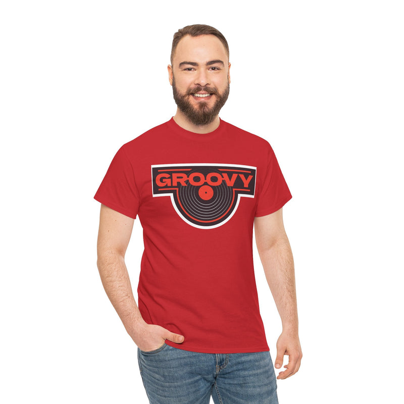 'Groovy' Men's T-Shirt, size reference