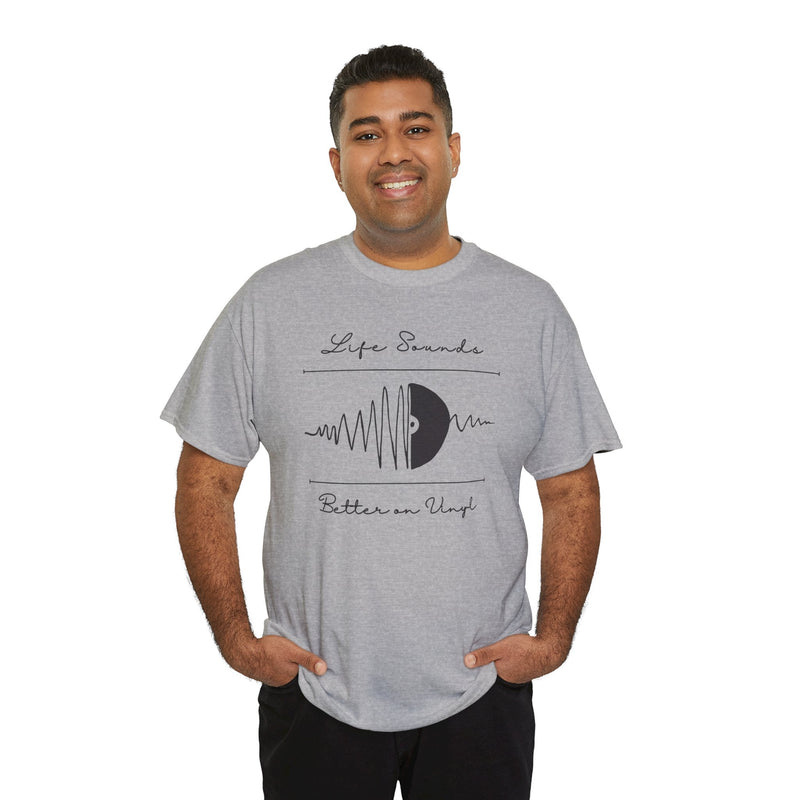 'Life Sounds Better on Vinyl' Men's T-Shirt, side angle