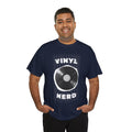 'Vinyl Nerd' Men's T-Shirt, close-up detail