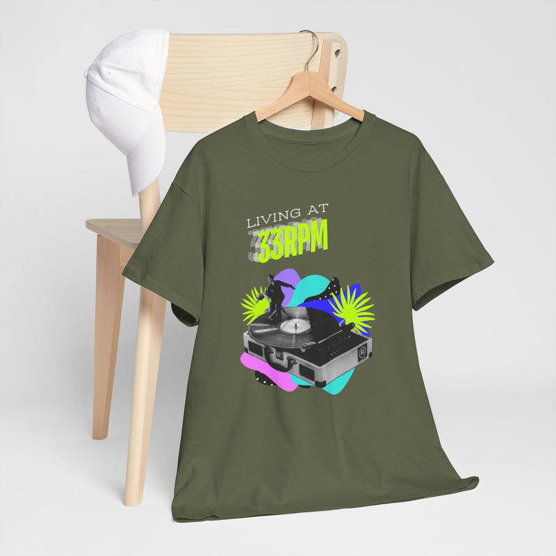 'Living at 33rpm' Flouro Men's T-Shirt, additional view