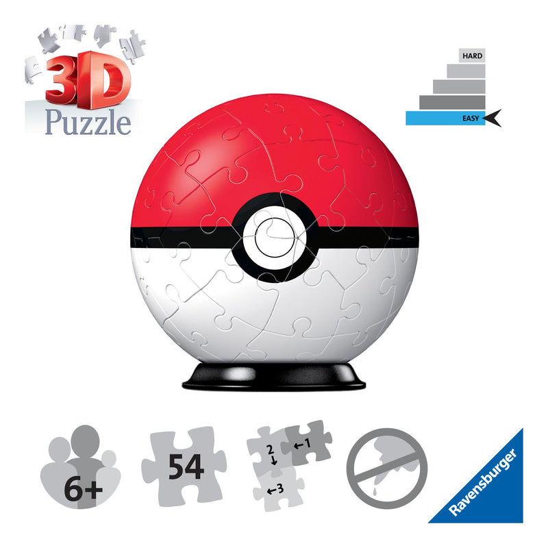 Pokemon Pokeball 54 Piece 3D Puzzle - Image