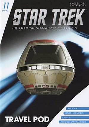 Travel Pod Shuttlecraft Model Diecast Ship (Eaglemoss / Star Trek), side angle