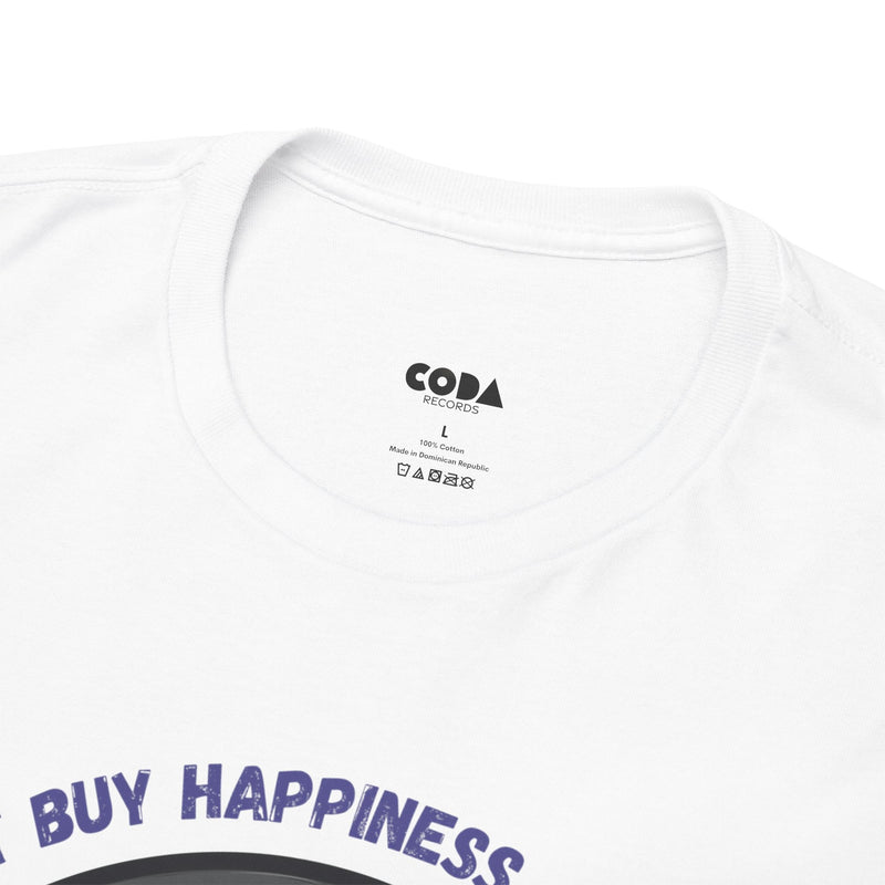 'Money Can't Buy Happiness, But It Can Buy Vinyl' Men's T-Shirt, close-up detail