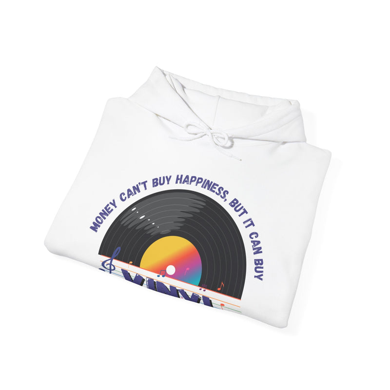 'Money Can't Buy Happiness, But It Can Buy Vinyl' Men's Hoodie, size reference