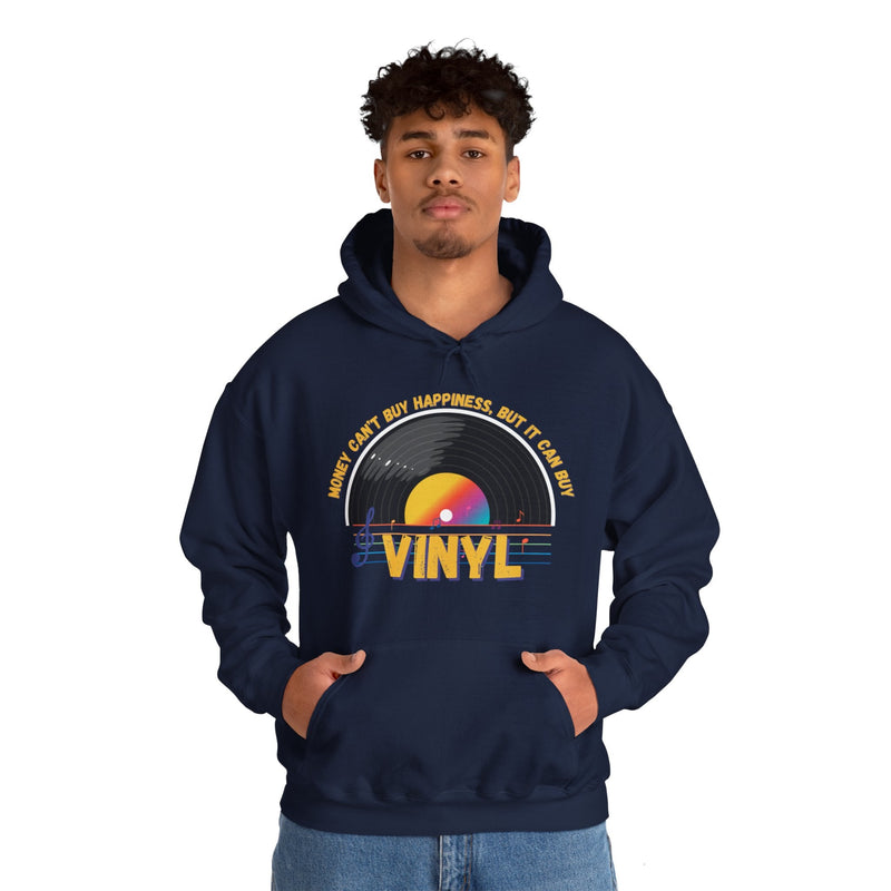 'Money Can't Buy Happiness, But It Can Buy Vinyl' Men's Hoodie, alternate view