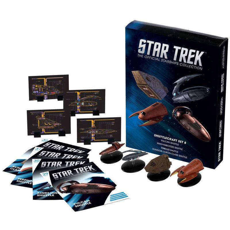 Shuttlecraft Set 8 (Vulcan, Xindi-Insectoid, Ferengi & Klingon Toron-Class) Model Diecast Ships SSSEN717 (Eaglemoss / Star...