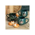 Green Sleeping Fox Rounded Mug