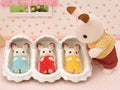 Sylvanian Families Chocolate Rabbit Triplets Care Set for Age 3 and Up, close-up detail