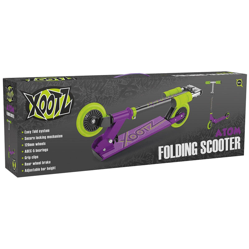 Xootz Kids' Folding Kick Scooter with Adjustable Handlebars - Purple, side angle