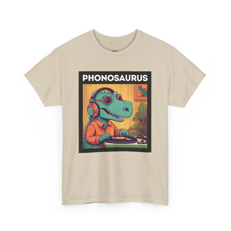 'Phonosaurus' Men's Vinyl T-Shirt, product detail