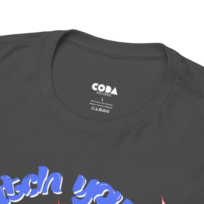 'Catch You On The Flip Side' Men's Vinyl T-Shirt, side angle