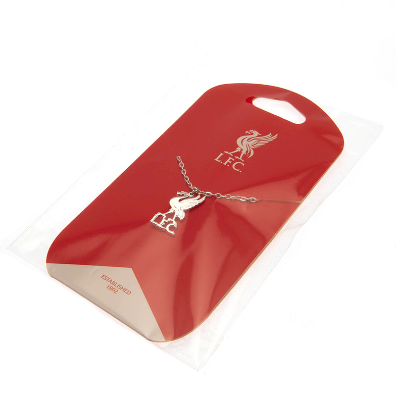 Liverpool FC Silver Plated Pendant & Chain, side angle