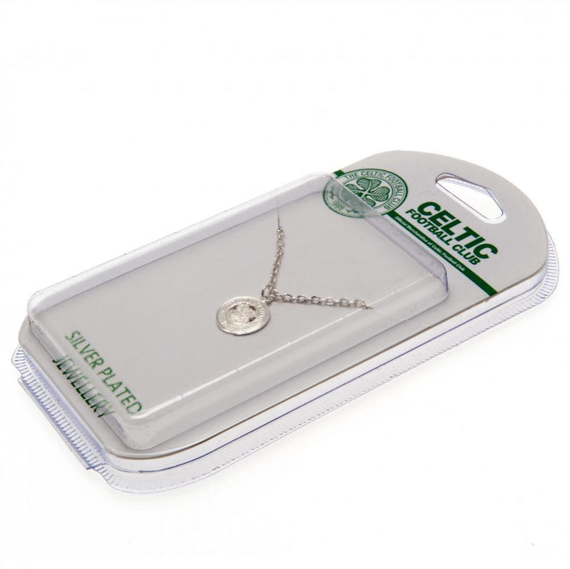 Celtic FC Silver Plated Pendant & Chain, side angle