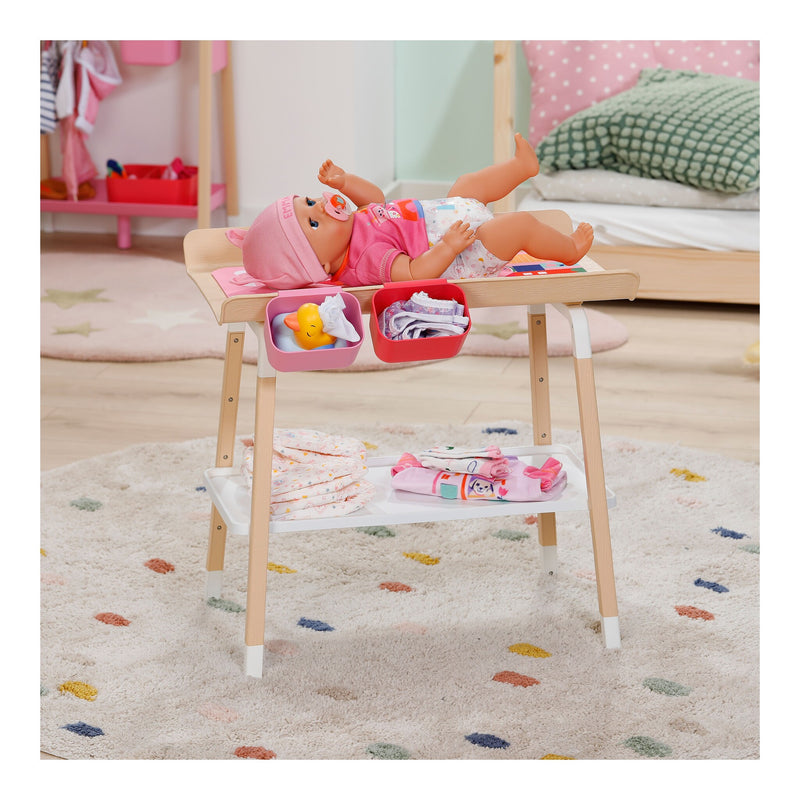 BABY born Changing Table with changing mat and storage shelf packaging view