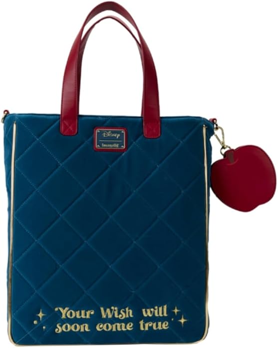 Loungefly Disney Snow White Heritage Quilted Velvet Tote Bag, close-up detail